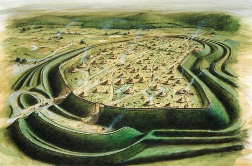 maiden castle iron age hillfort illustration
